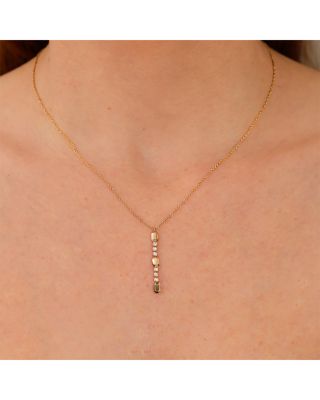 14K Yellow Gold Bailey Diamond Bezel & Geometric Link Vertical Bar Pendant Necklace, 18"