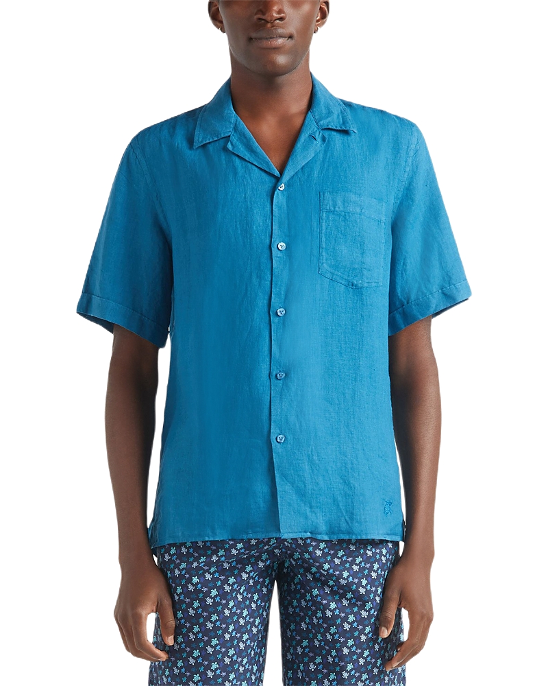 Vilebrequin Short Sleeved Solid Linen Shirt