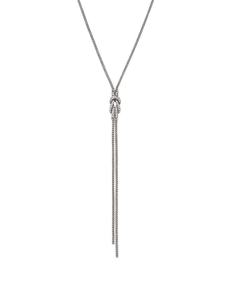 John Hardy Sterling Silver Love Knot Diamond Lariat Necklace, 18