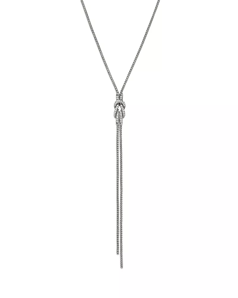 John Hardy Sterling Silver Love Knot Diamond Lariat Necklace, 18