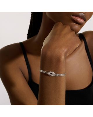 14K Yellow Gold or Sterling Silver Love Knot Diamond Bracelet, 3.6mm