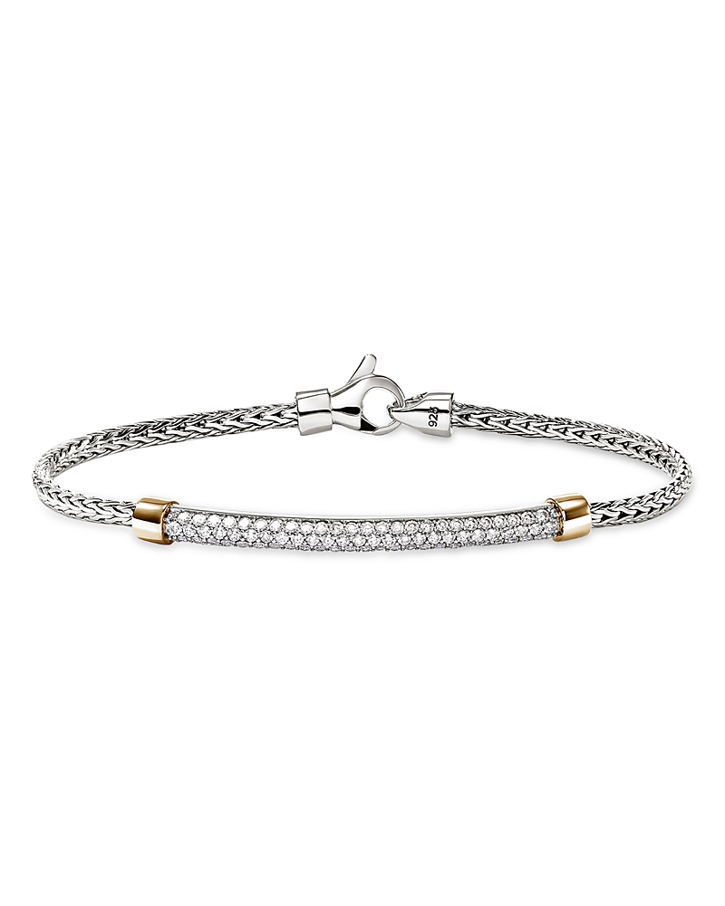 John Hardy 14k Yellow Gold & Sterling Silver Jh Essentials Diamond Pave Chain Bracelet In Silver