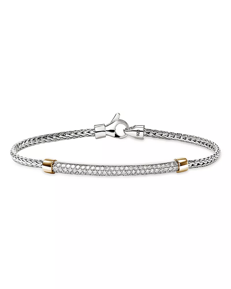 John Hardy 14K Yellow Gold & Sterling Silver Jh Essentials Diamond Pave Chain Bracelet