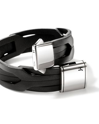 Men's Sterling Silver Icon Braided Leather Bracelet