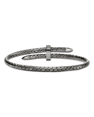 Sterling Silver Spear Diamond Pav&eacute; Flex Bypass Cuff Bracelet