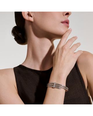 Sterling Silver Spear Diamond Pav&eacute; Double Flex Cuff Bracelet