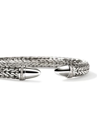 Sterling Silver Spear Diamond Accent Flex Cuff Bracelet