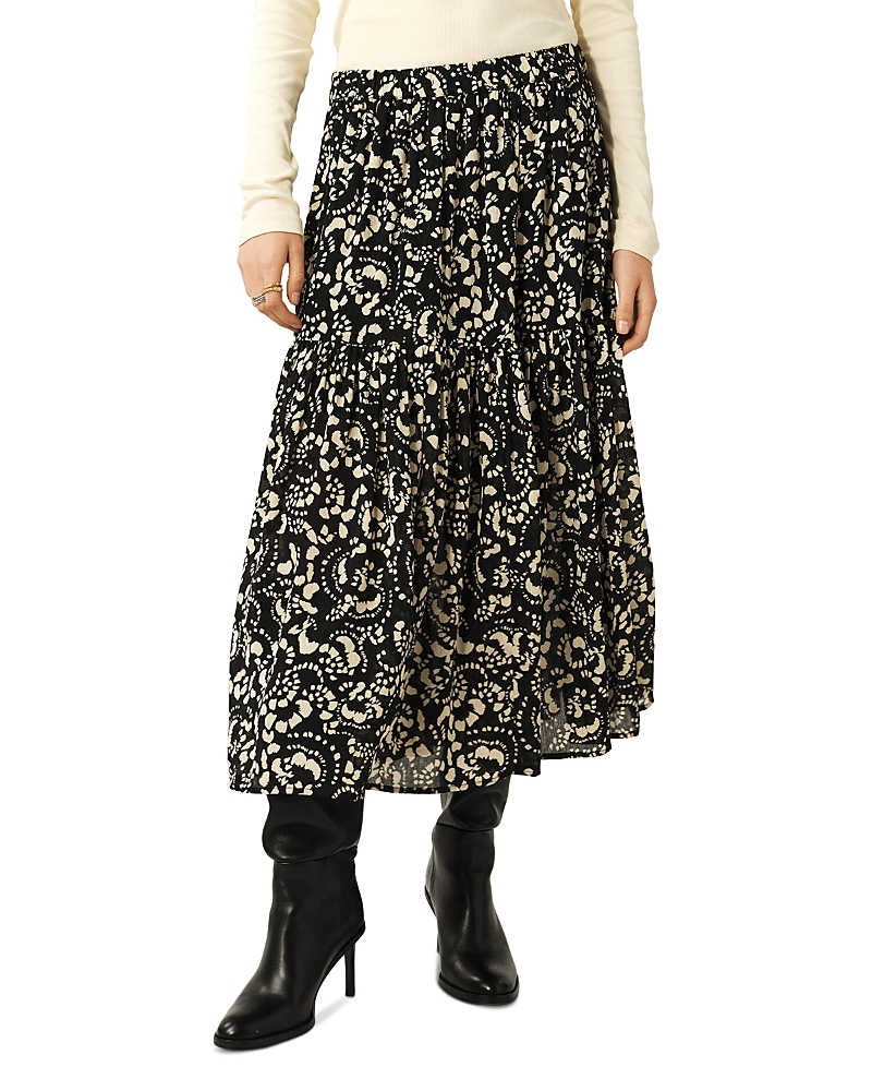 Ba&sh Ba & Sh Eola Floral Tiered Midi Skirt In Black