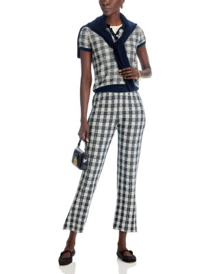 Gingham Cropped Flare Leg Pants