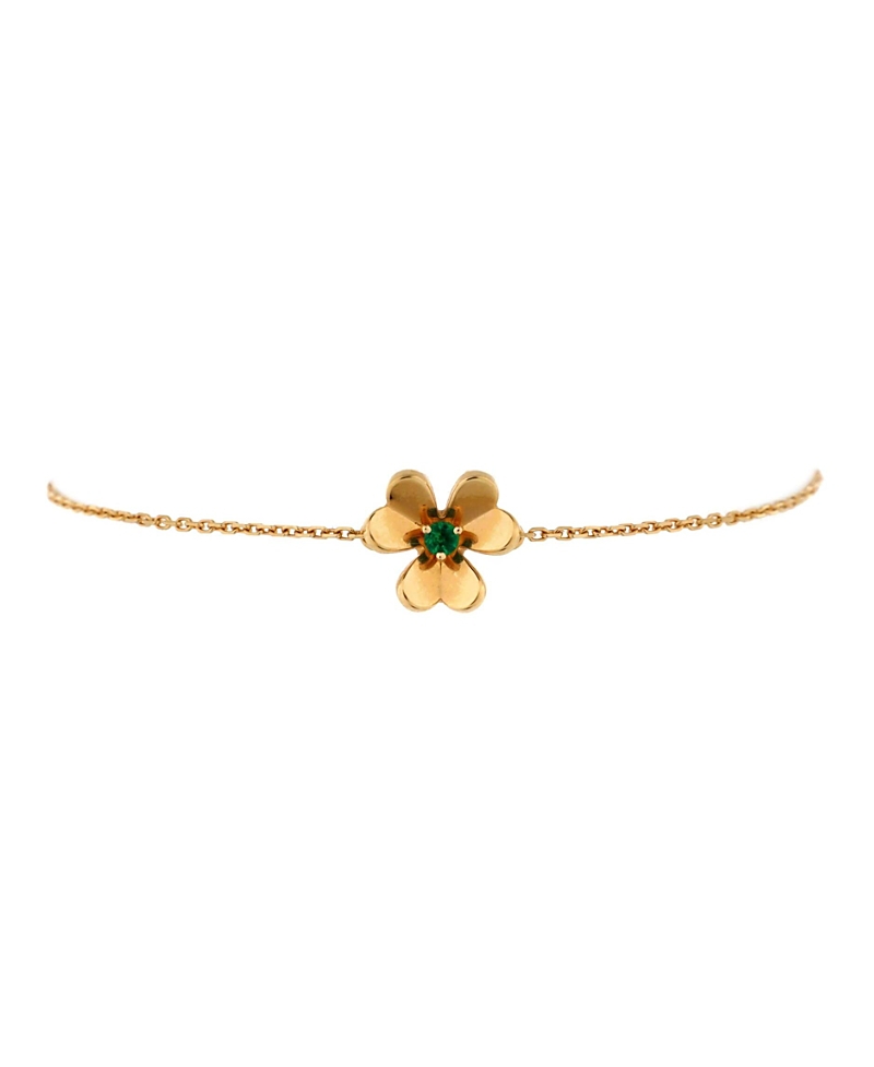 Pre-owned Pre-owned Van Cleef & Arpels Van Cleef & Arpels Mini Frivole Bracelet 18k Gold With Emerald