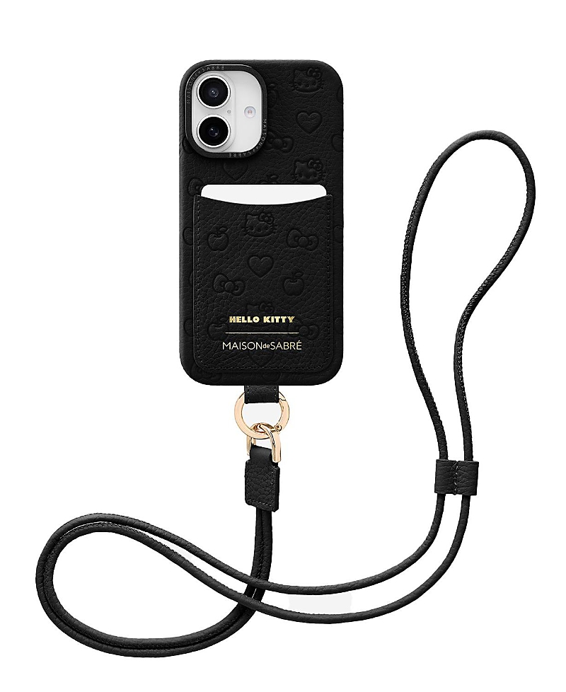 Maison De Sabre Hello Kitty Sling Phone Case (iphone 16) In Black Caviar
