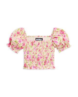 Girls' Marlee Smocked Floral Puff Sleeve Top - Big Kid