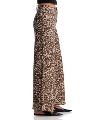High Rise Wide Leg Jeans in Leopard - Exclusive