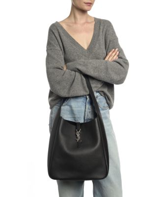 Le 5 &Agrave; 7 Supple Large Shoulder Hobo Bag in Smooth Leather