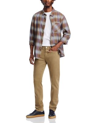 L'Homme Slim Brushed Twill Pants in Dark Tan