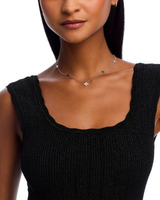 18K White Gold Love by the Inch Diamond Flower Station Necklace, 15-17"