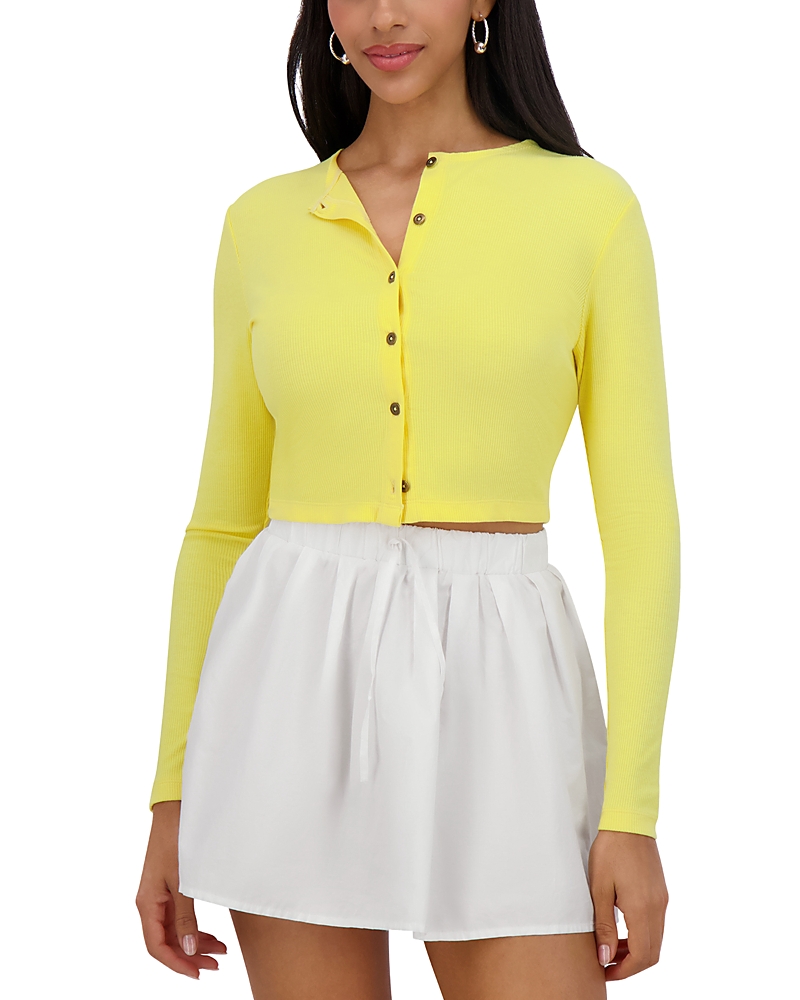 Point Classic Cardigan In Lemon