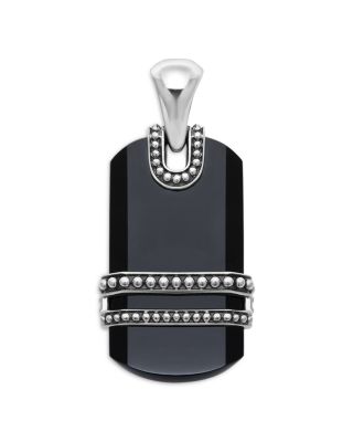 LAGOS - Men's Sterling Silver Anthem Onyx Dog Tag Amulet Pendant - Exclusive