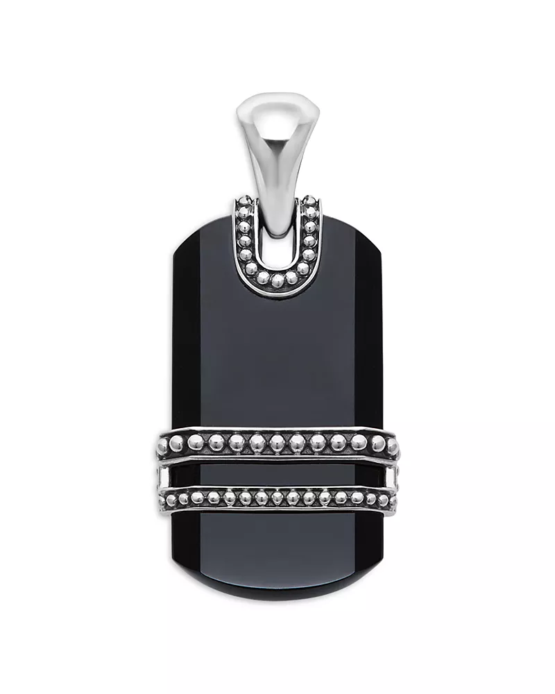 Lagos Men's Sterling Silver Anthem Onyx Dog Tag Amulet Pendant - Exclusive