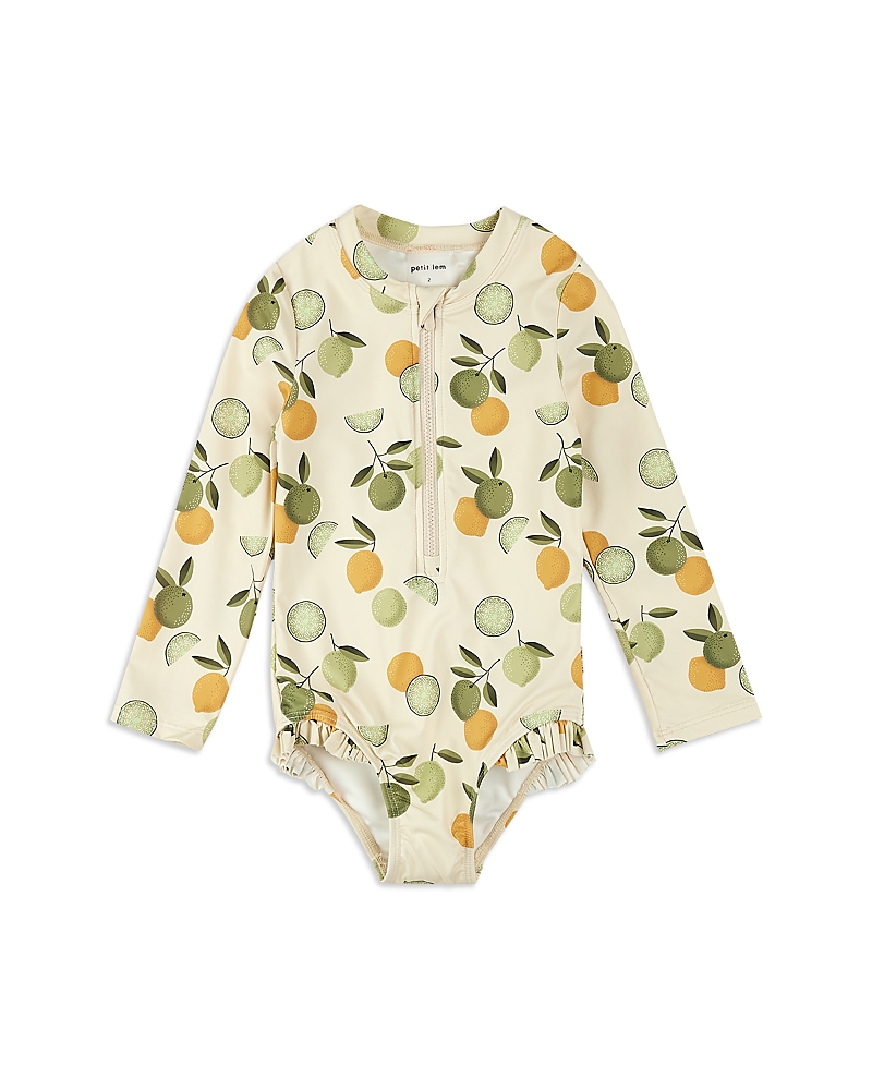 FIRSTS BY PETIT LEM FIRSTS BY PETIT LEM GIRLS' CITRUS PRINT LONG SLEEVED ONE PIECE SWIMSUIT - BABY