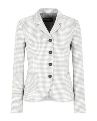 Houndstooth Pied de Poule Jacquard Blazer with Elbow Patches