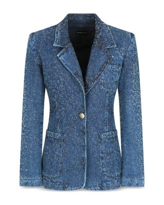 Denim Rhinestone Blazer 