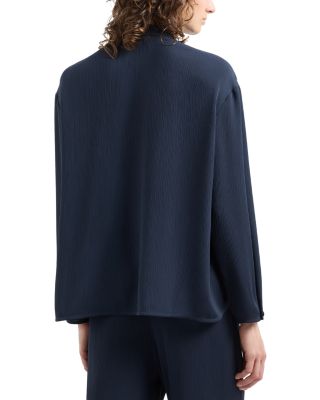 Creponne Long Sleeve Button Down Blouse with Guru Collar
