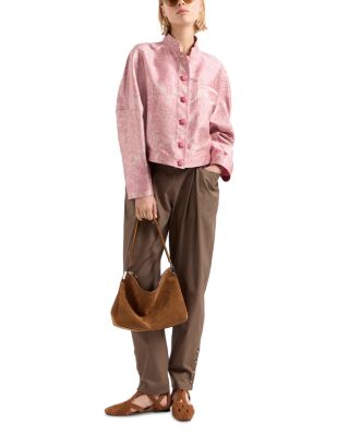 Landscape Tonal Print Shiny Jacquard Jacket