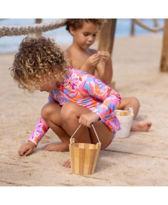 Girls' Blooming Sunset Sustainable Long Sleeve Skirt Surf Suit - Little Kid