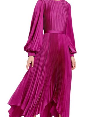  Long Sleeve Pleated Handkerchief Dress