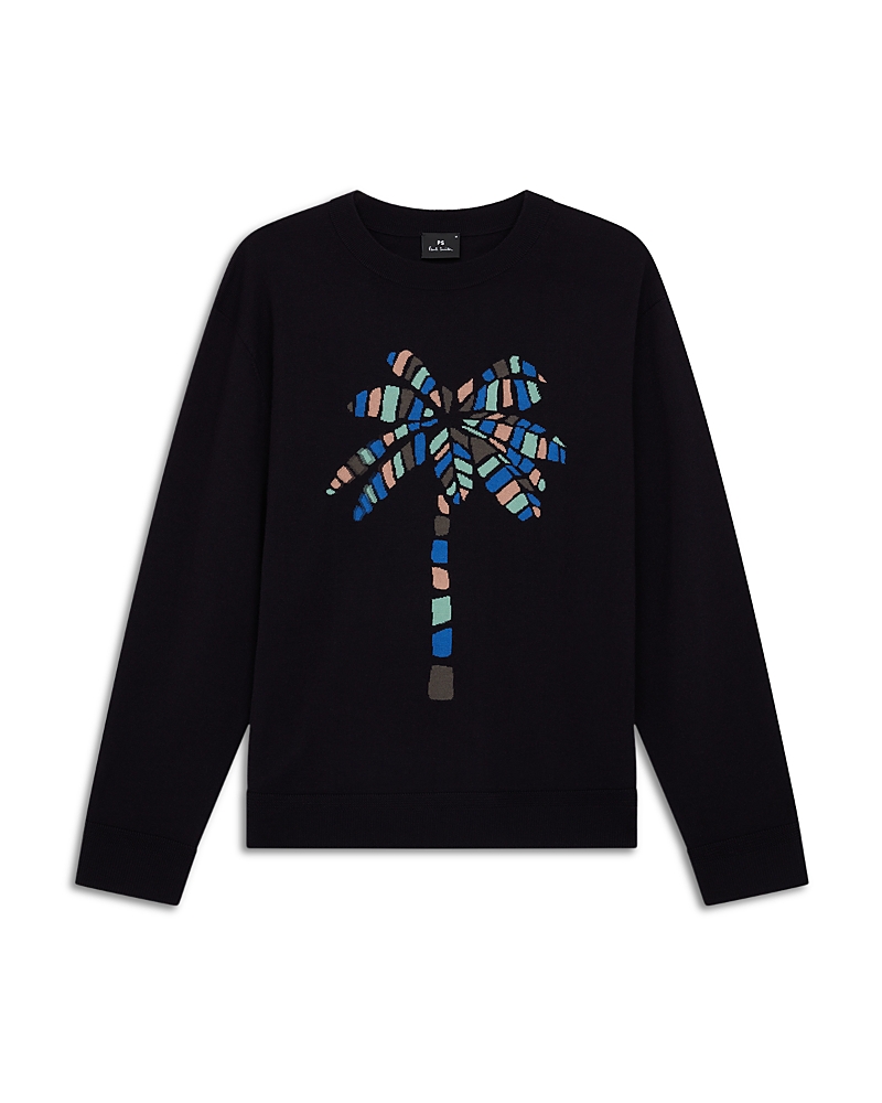 Ps By Paul Smith Paul Smith Palm Tree Merino Wool Sweater In Blue