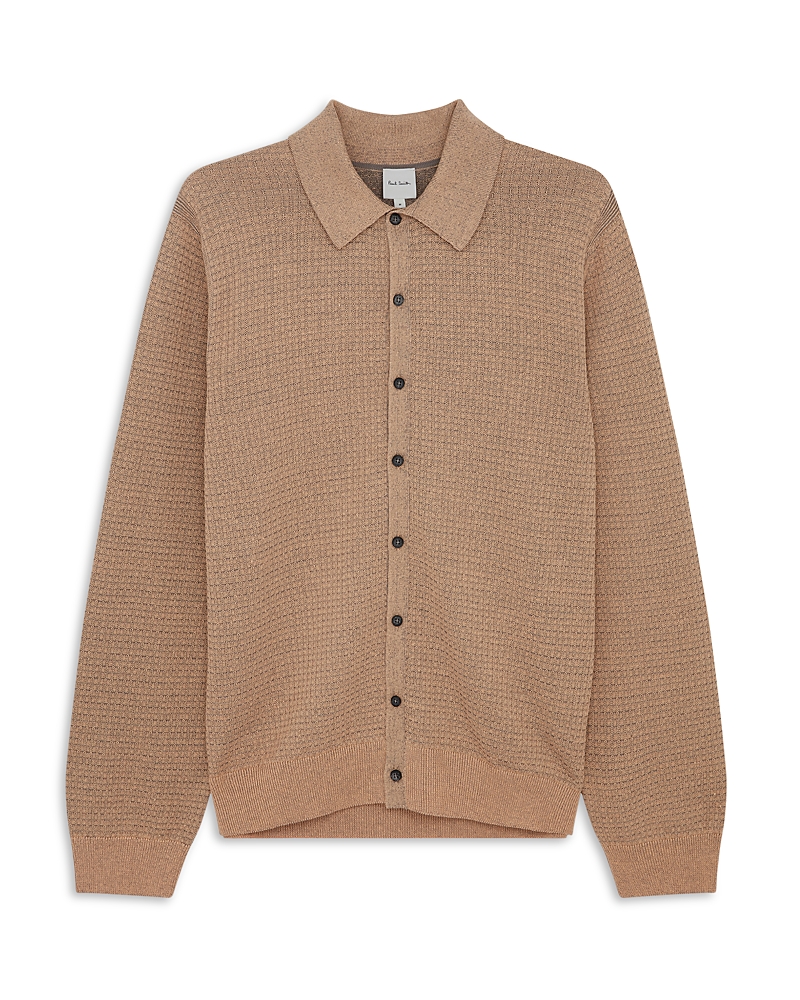 Paul Smith Waffle Knit Cardigan In Tan