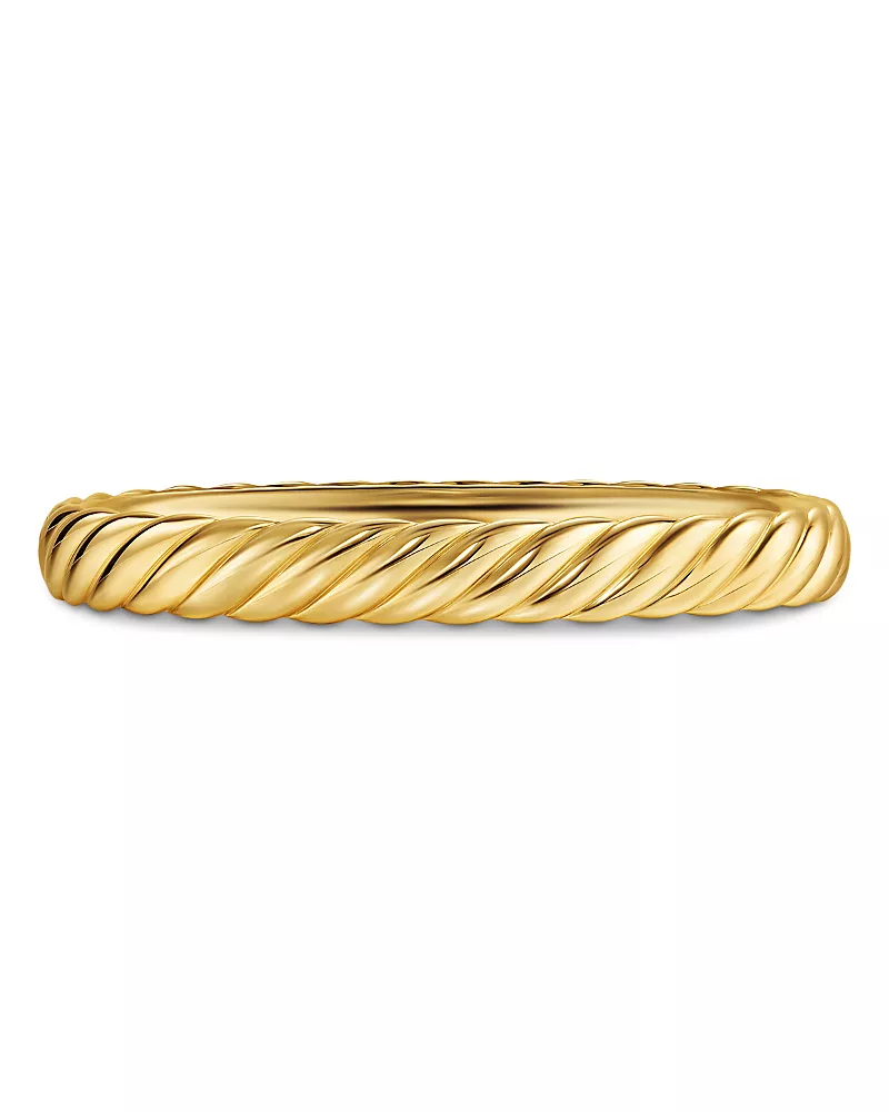 Sculpted Cable Bangle Bracelet in 18K Yellow Gold, 8mm
