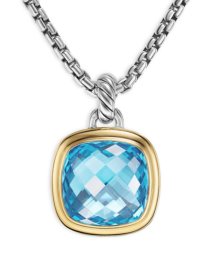 Albion Pendant in Sterling Silver with 18K Yellow Gold and Blue Topaz, 15mm