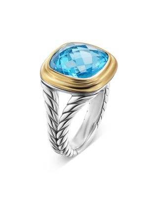 Albion&reg; Ring in Sterling Silver with 18K Yellow Gold and Blue Topaz, 11mm