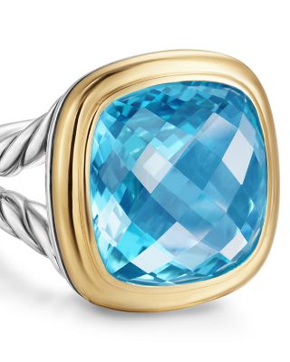 Albion&reg; Ring in Sterling Silver with 18K Yellow Gold and Blue Topaz, 15mm