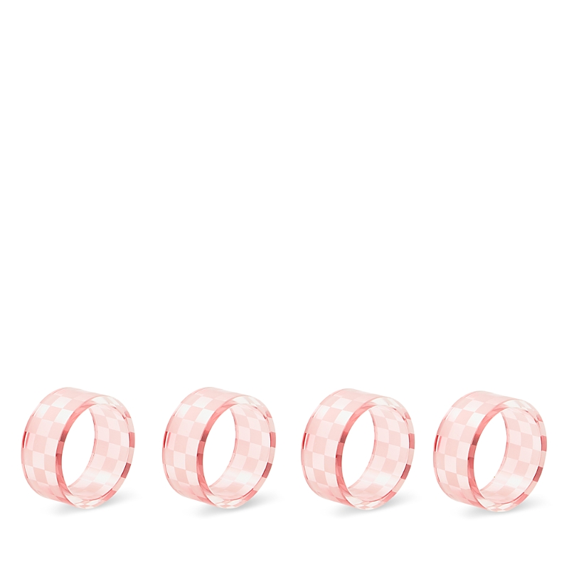 Mackenzie-childs Pink Check Napkin Rings, Set Of 4