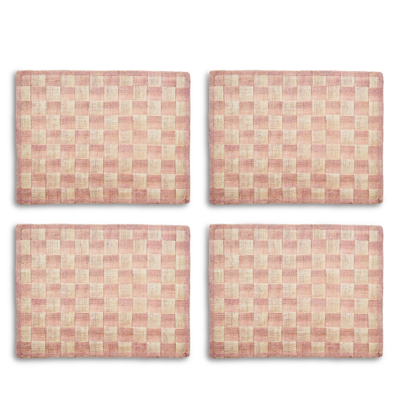 Mackenzie-childs Pink Check Sinamay Placemats, Set Of 4 In Pink