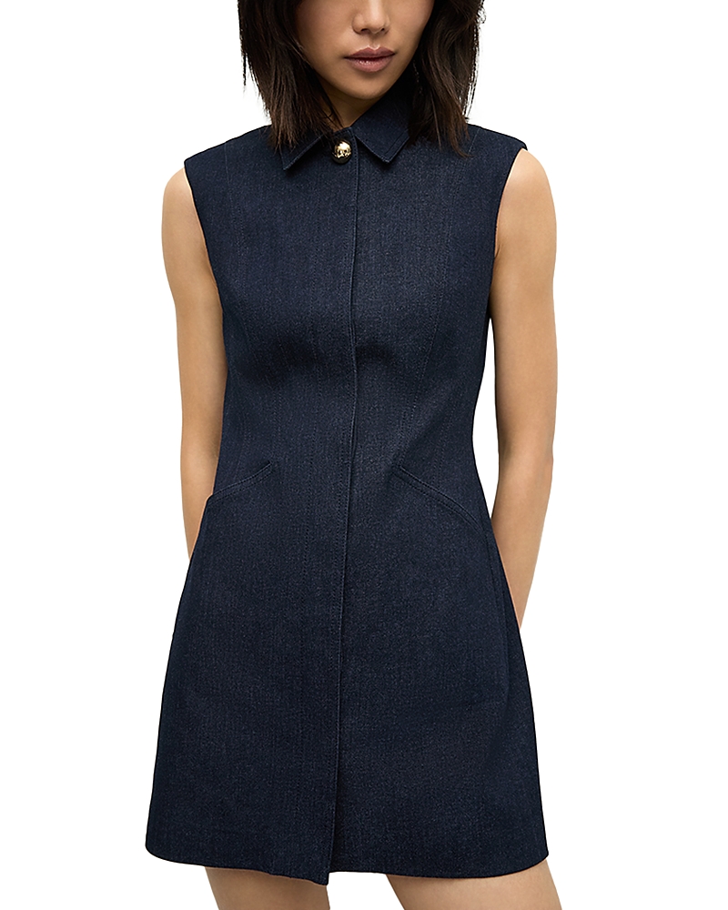 Veronica Beard Serina Sleeveless Denim Mini Dress In Dark Oxford