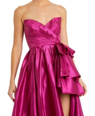 Strapless Taffeta Gown with Ruffle Detail