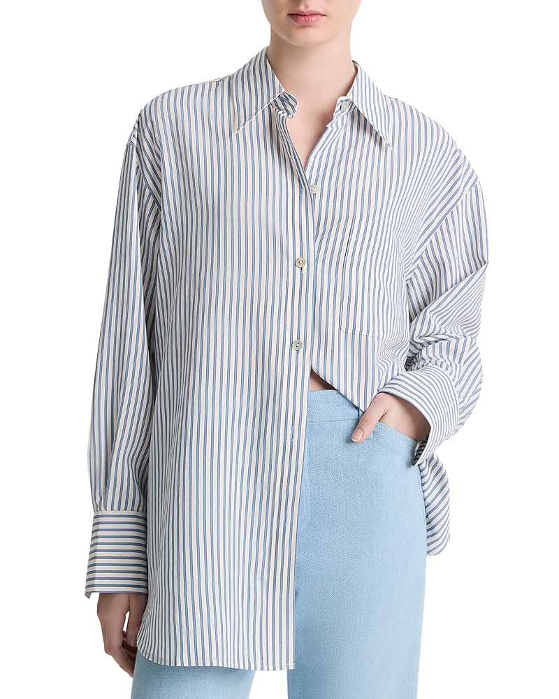 Vince Furrow Stripe Button Down Shirt In Gray