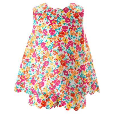 Rachel Riley - Girls' Leafy Floral Scalloped Short Set, Little Kid, Big Kid