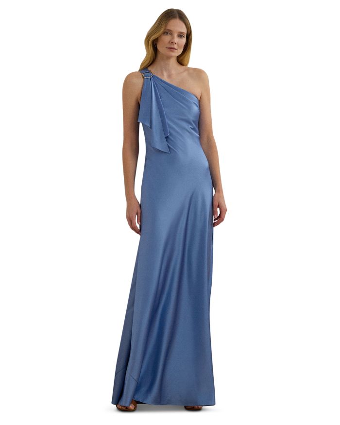 Satin Charmeuse One Shoulder Gown