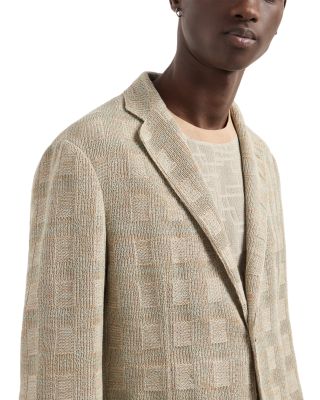 Regular Fit Knit Window Pane Cotton Blazer