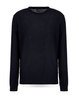 Knitted Basketweave Wool Pullover Sweater 