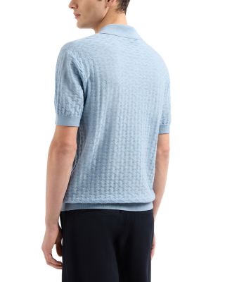 Short Sleeved Knitted Wool Basketweave Pullover Polo Sweater 