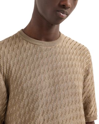 Jacquard Short Sleeved Pullover Crewneck Sweater 