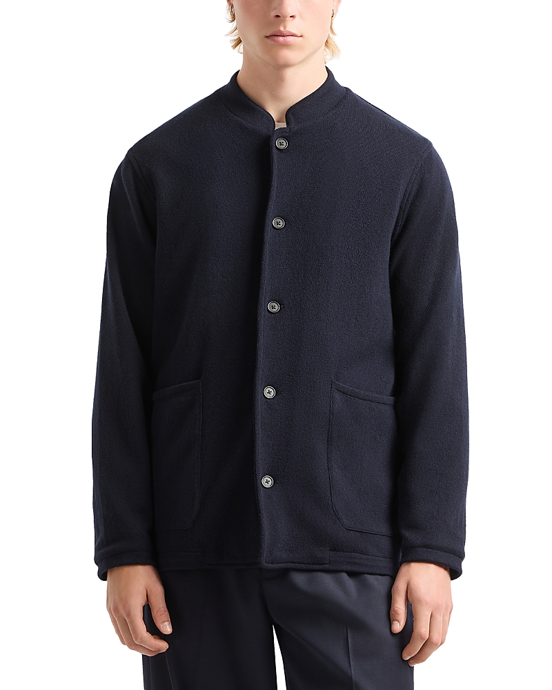 Emporio Armani Cardigan Button Blazer In Navy Blue