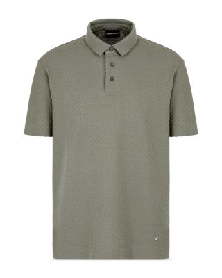 Textured Jacquard Basketweave Polo Shirt 