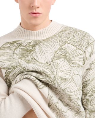 Plain Knit Embroidered Leaf Pullover Crewneck Sweater 